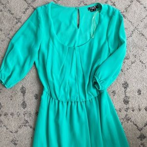 Sequin Hearts Green MIDI Dress with lace bottom